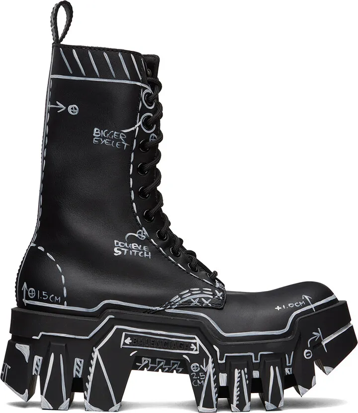 Balenciaga Black Bulldozer Lace-Up Boots