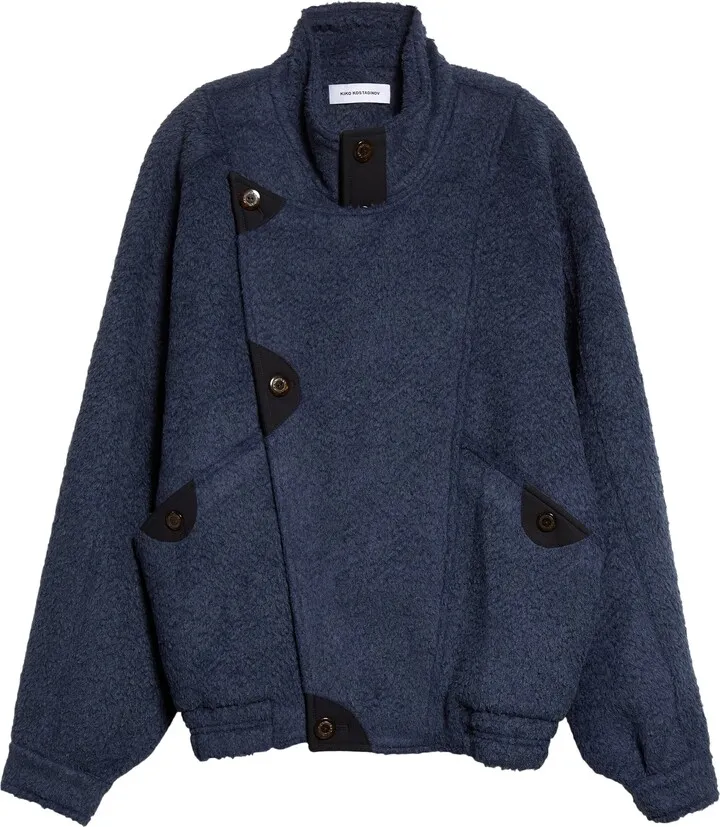 Maersk Asymmetric Alpaca & Wool Blend Bomber Jacket