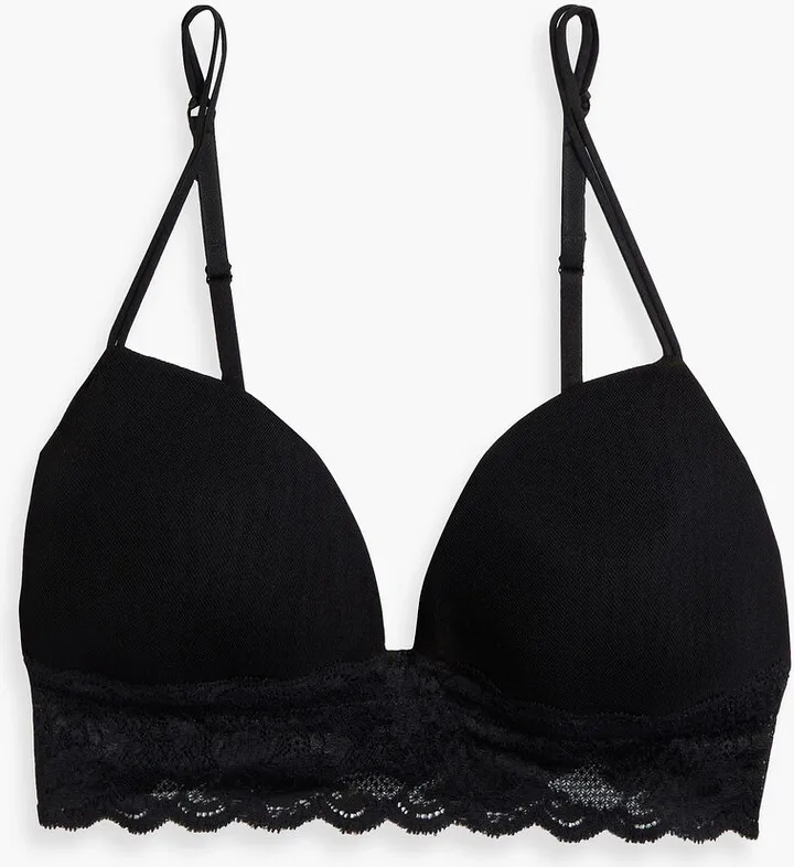 Never Say Never Softie lace-trimmed stretch-mesh soft-cup bra