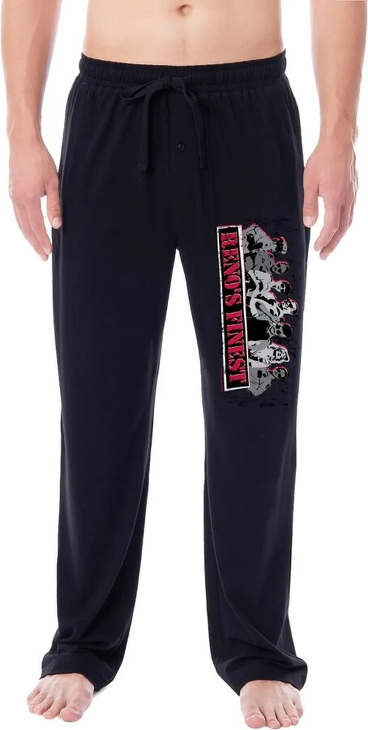 Reno 911! Mens' Comedy Central TV Show Characters Cast Sleep Pajama Pants (M) Black