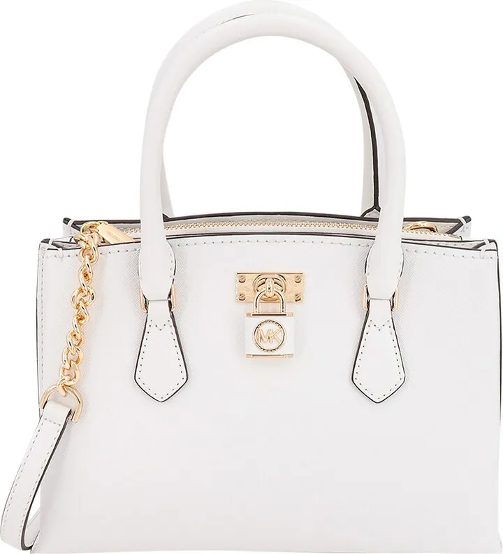 Saffian leather handbag with iconic detail on the front