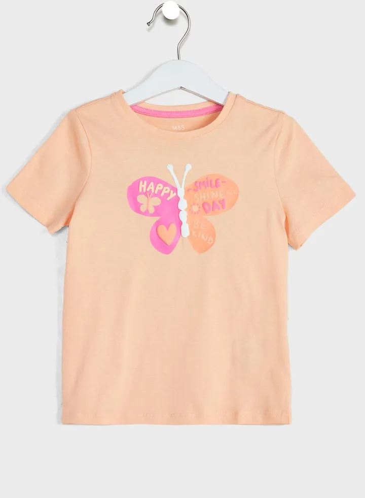 Kids Butterfly Print Crew Neck T-Shirt