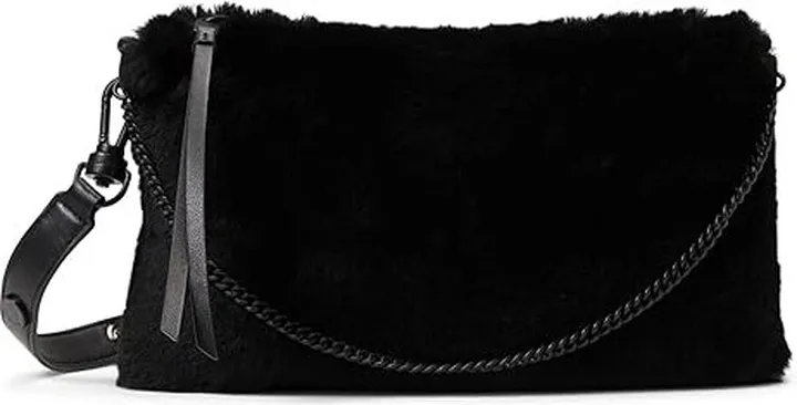 AllSaints Eve Shearling Crossbody (Black 1) Cross Body Handbags