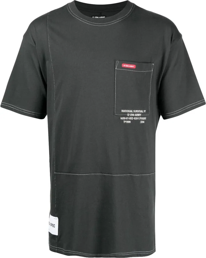 contrast-stitching cotton T-shirt