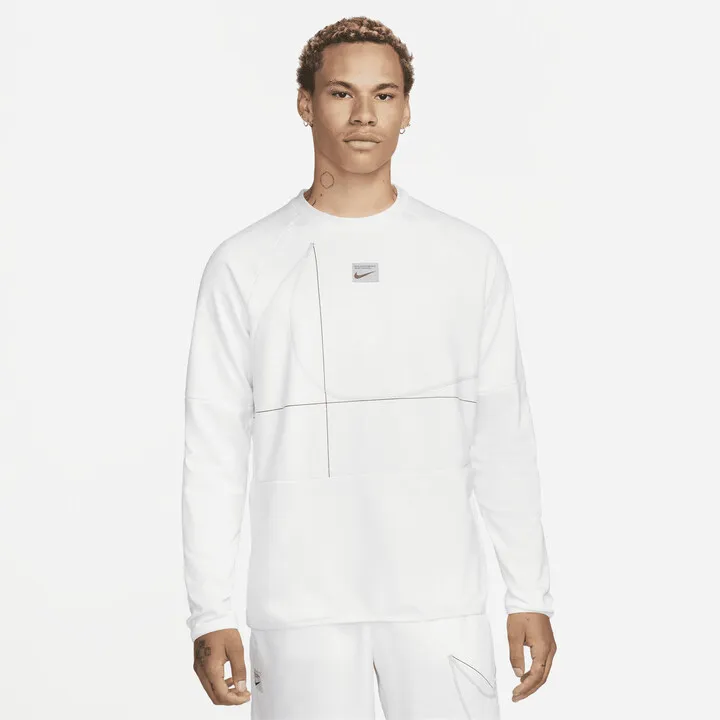 Nike Men's Dri-FIT Long-Sleeve Fleece Fitness Top in White