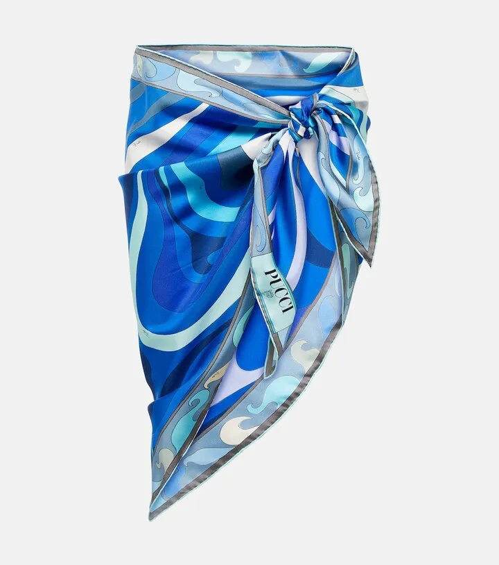 Printed silk twill scarf