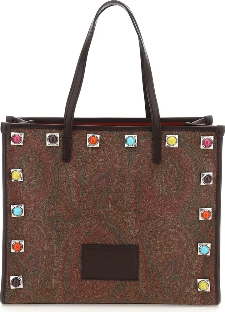 Paisley Medium Shopping Bag With Studs