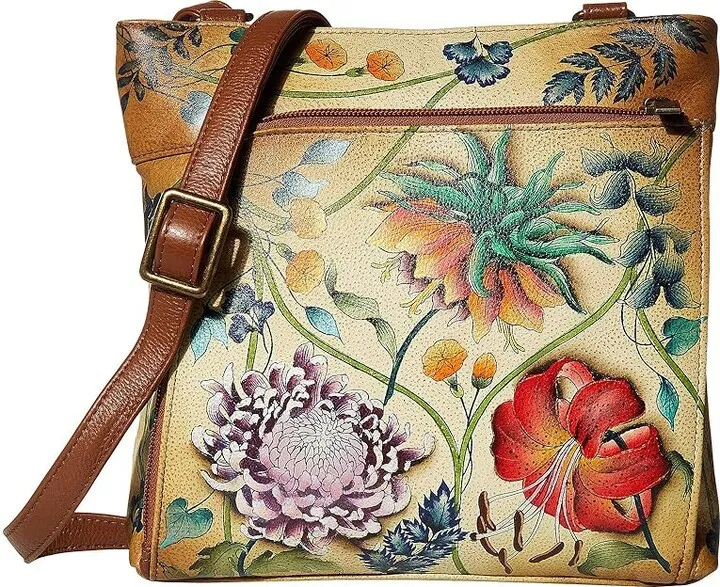 Anuschka Crossbody with Front RFID Built in Wallet 651 (Caribbean Garden) Cross Body Handbags