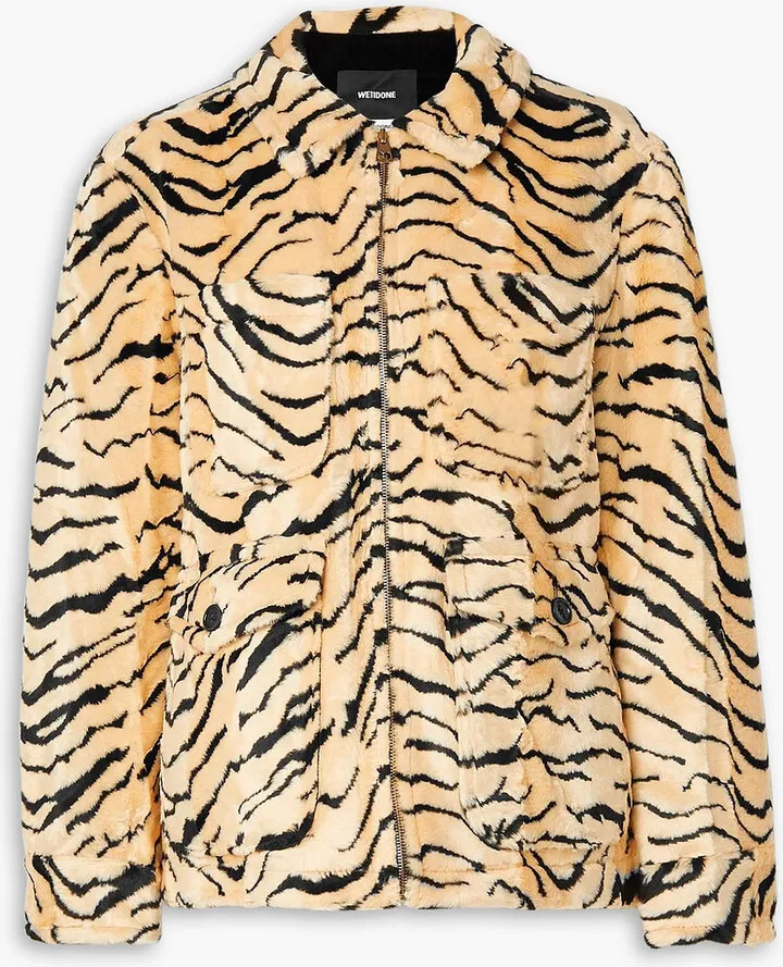 Tiger-print faux fur jacket