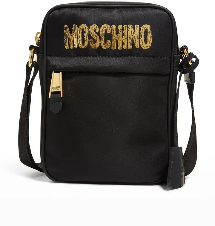 Men's Textured-Logo Crossbody Bag
