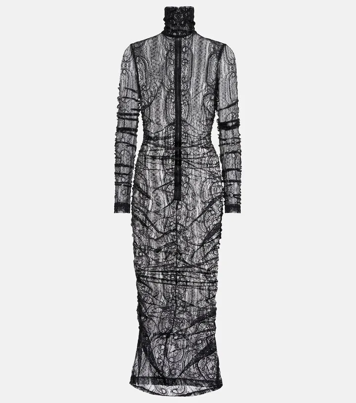 Lace mockneck midi dress