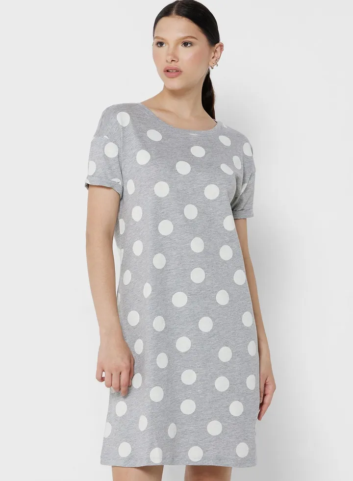 Cotton Rich Spot Print Short Nightdress