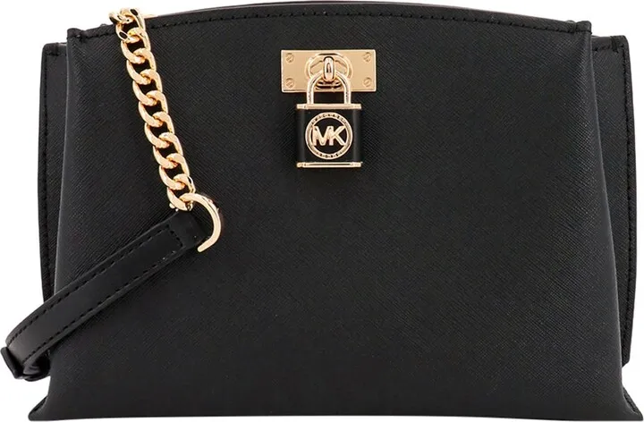 Saffian leather shoulder bag with iconic detail on the front