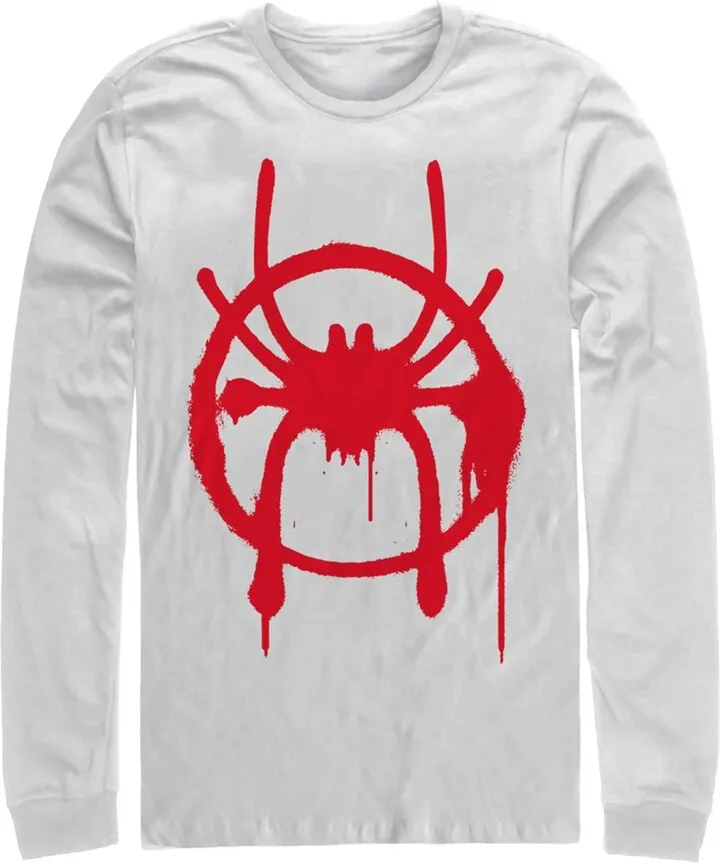 Men's Marvel Spider-Man: Into the Spider-Verse Symbol Long Sleeve Shirt - White - X Large