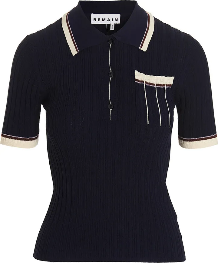 Ribbed Knit Polo Shirt