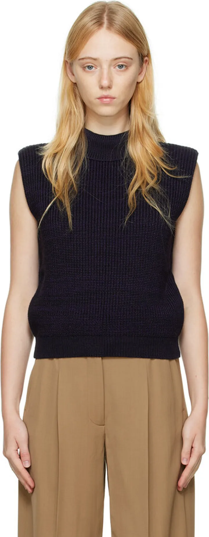 BEVZA Navy High Neck Turtleneck