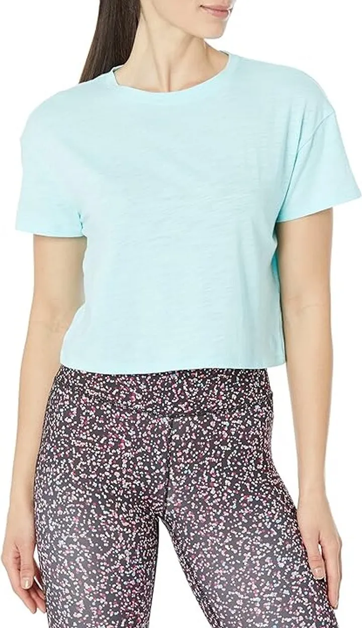 tasc Performance Allways Crop Tee (Joyful Blue) Women's Clothing