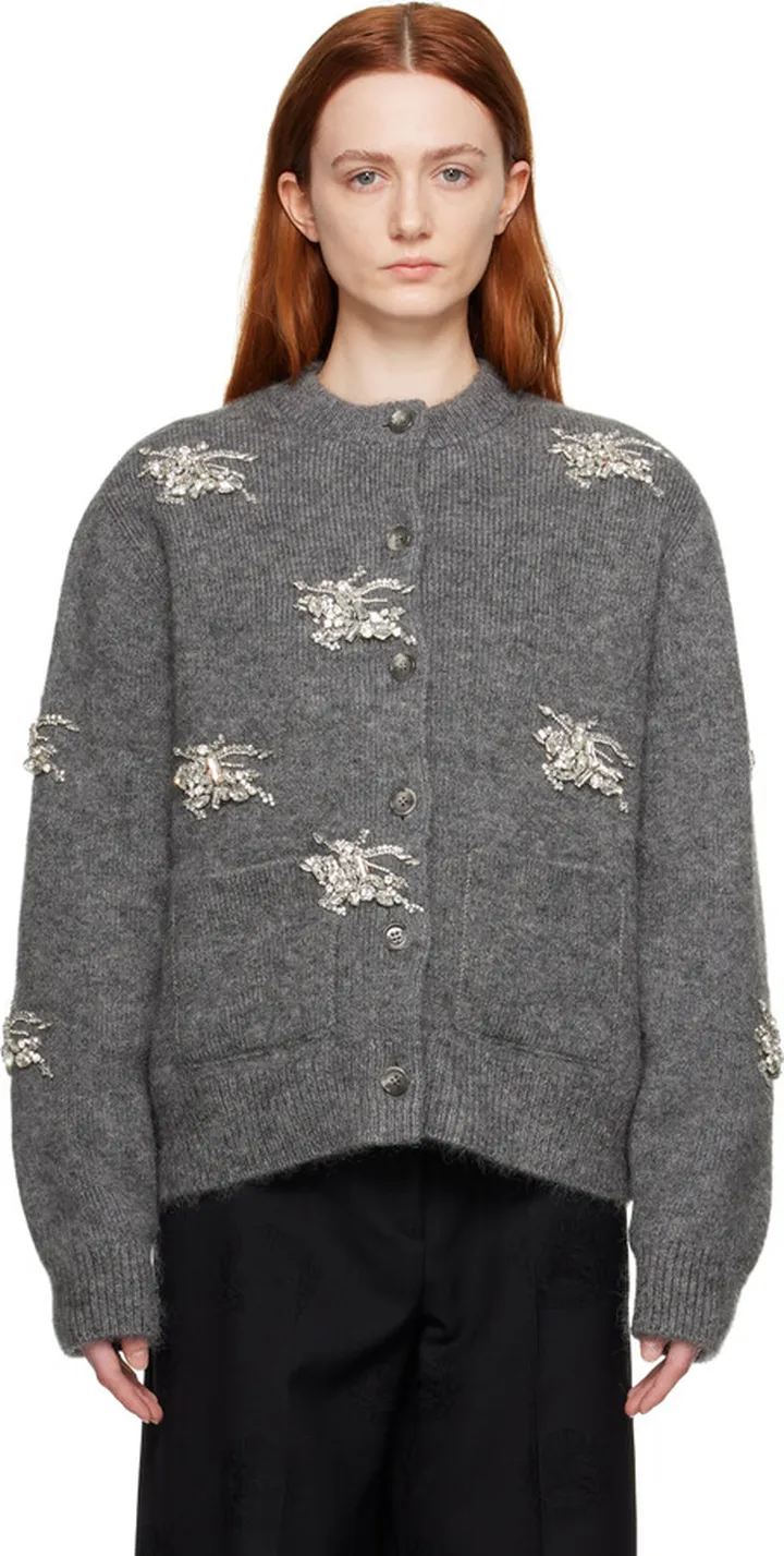 Burberry Gray Crystal EKD Cardigan