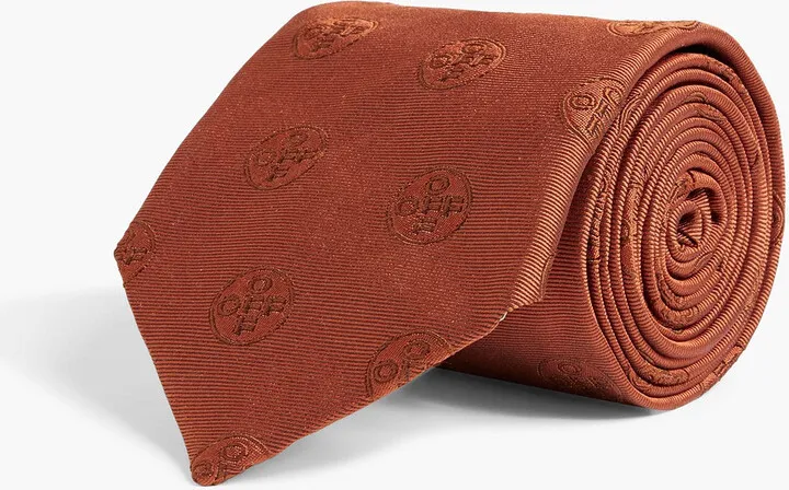 Off Cross embroidered silk-faille tie