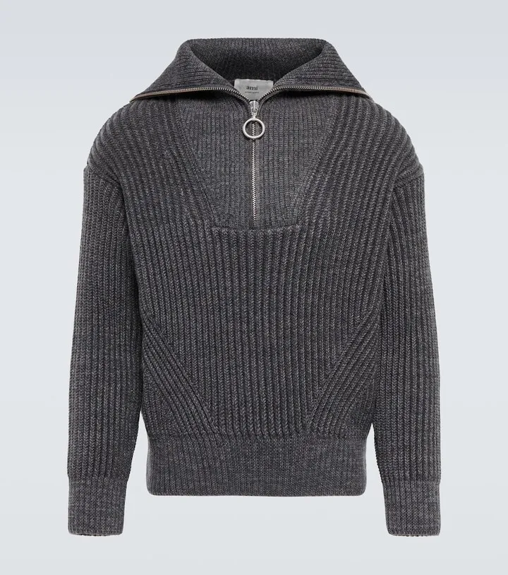 Virgin wool half-zip sweater
