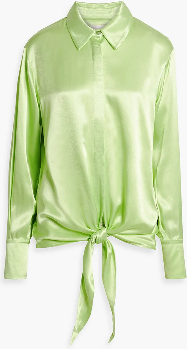 Lido tie-front satin-crepe shirt