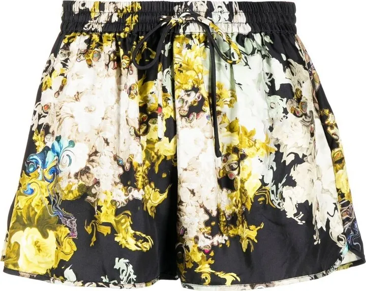 Floral-Print Silk Shorts