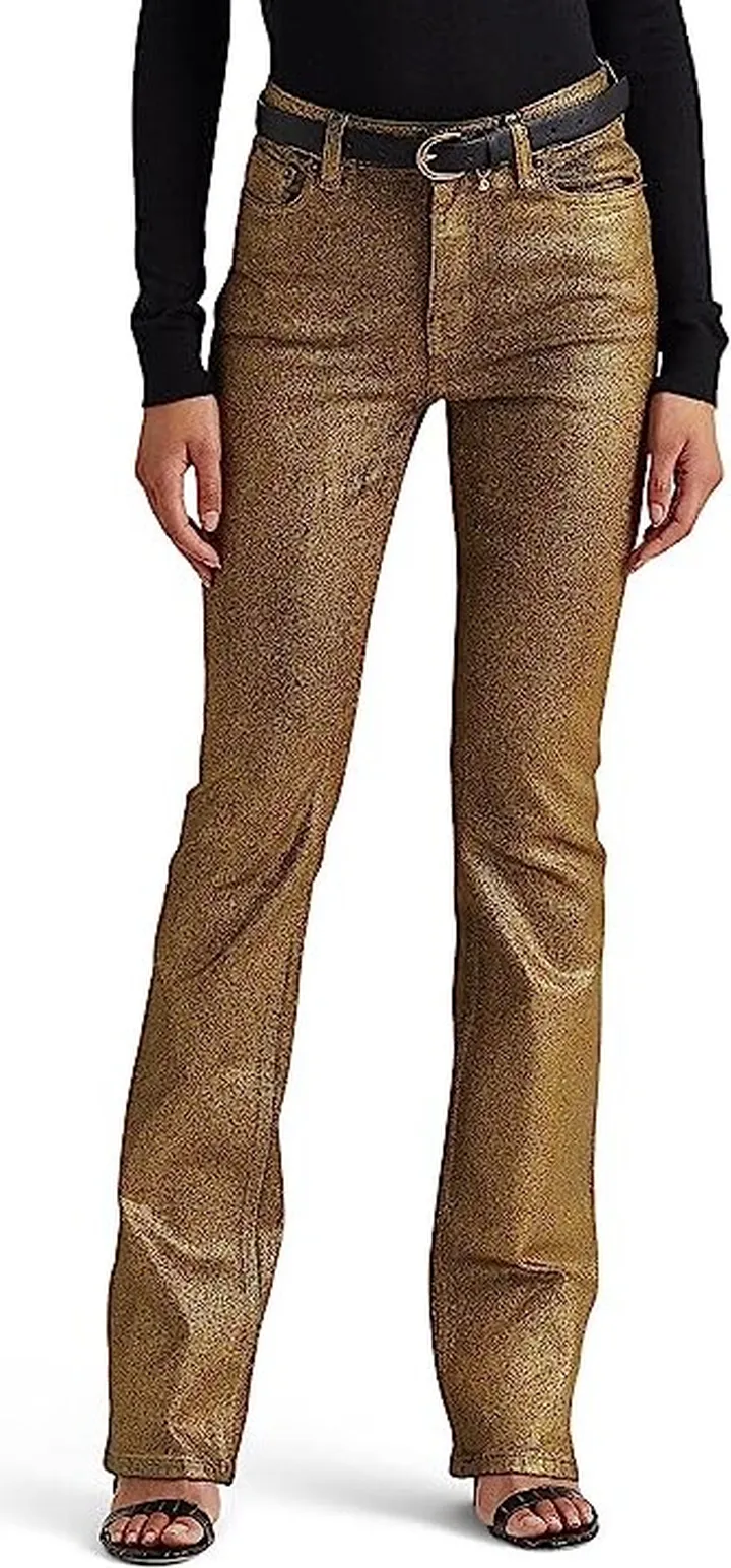 LAUREN Ralph Lauren Metallic High-Rise Boot Jeans (Antiqued Gold Wash) Women's Jeans