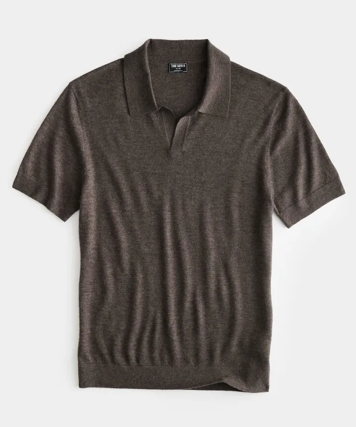 Lightweight Cashmere Montauk Polo in Umber