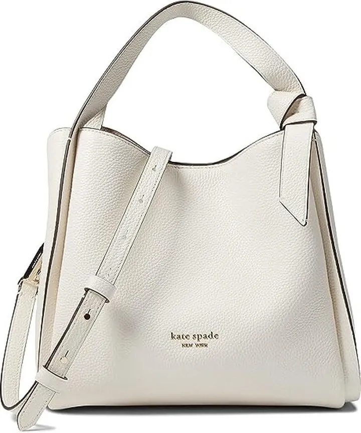 Kate Spade New York Knott Pebbled Leather Medium Crossbody Tote (Cream) Handbags