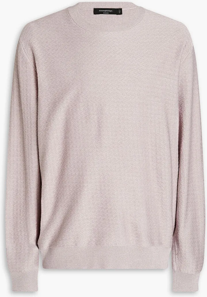 Mélange jacquard-knit silk sweater