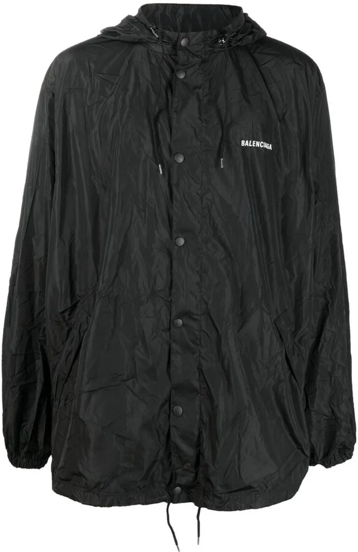 Logo-Print Hooded Raincoat Jacket