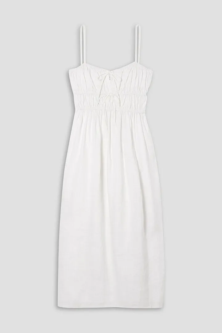 Francesca shirred linen midi dress