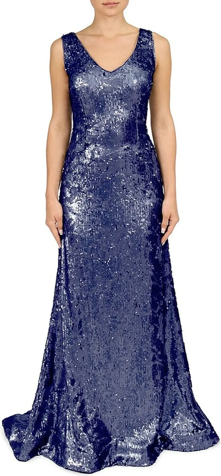 V Neck Sequin Mermaid Gown
