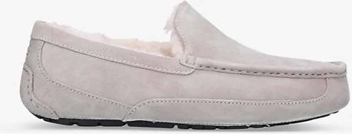 Ugg Mens Grey Ascot Shearling-lined Suede Slippers