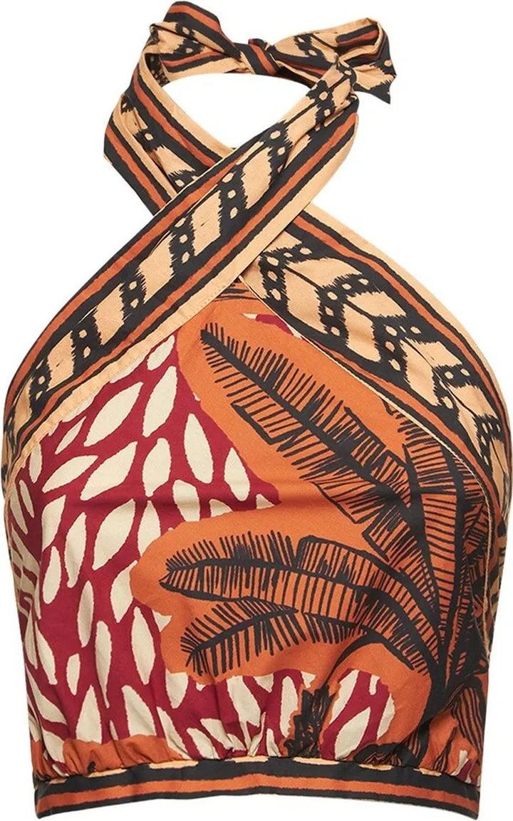 Yoruba print halter cotton crop top