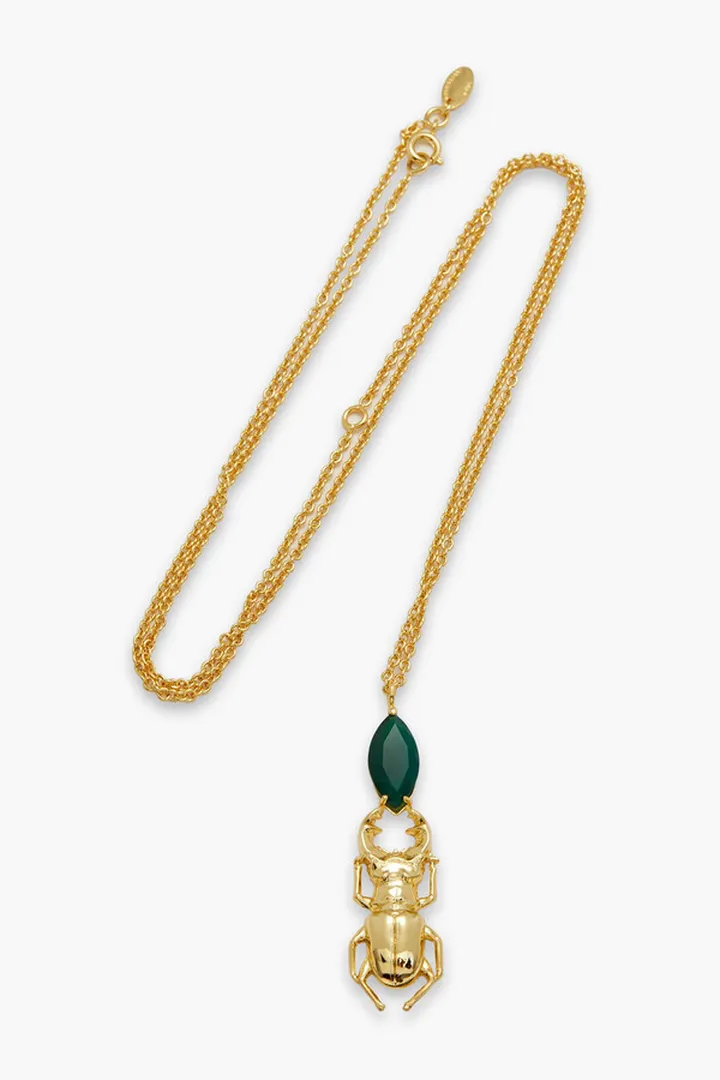 Gold-tone agate necklace