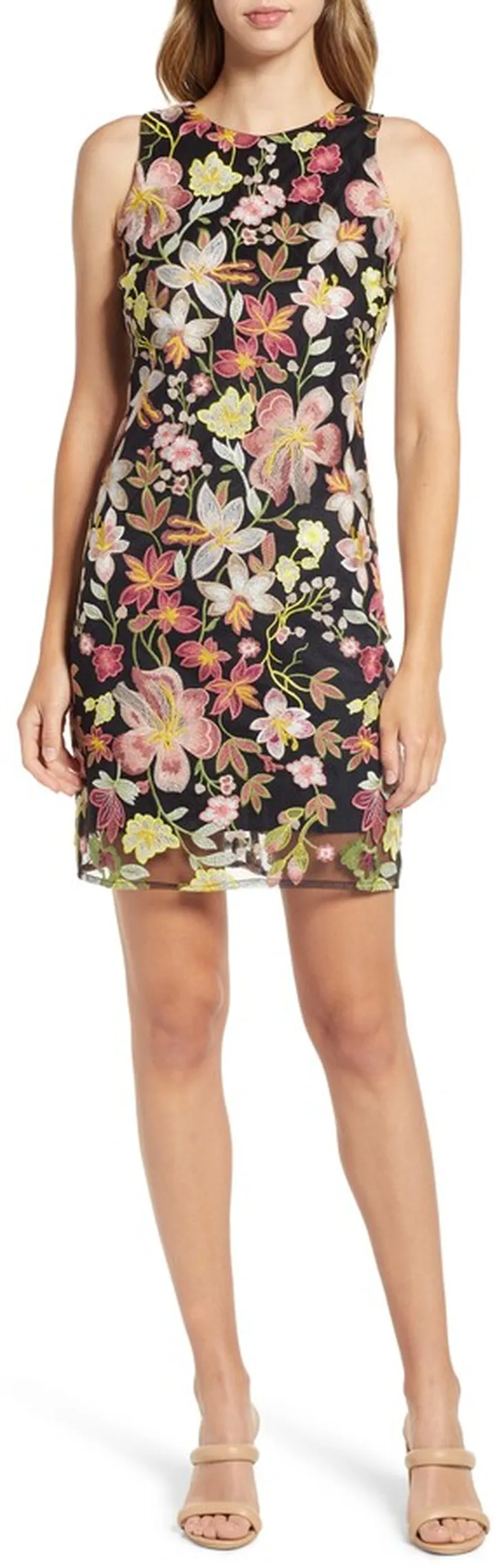 Embroidered Sheath Dress