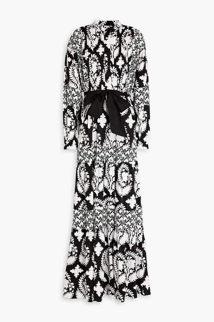 Tessa belted floral-print stretch-cotton maxi dress