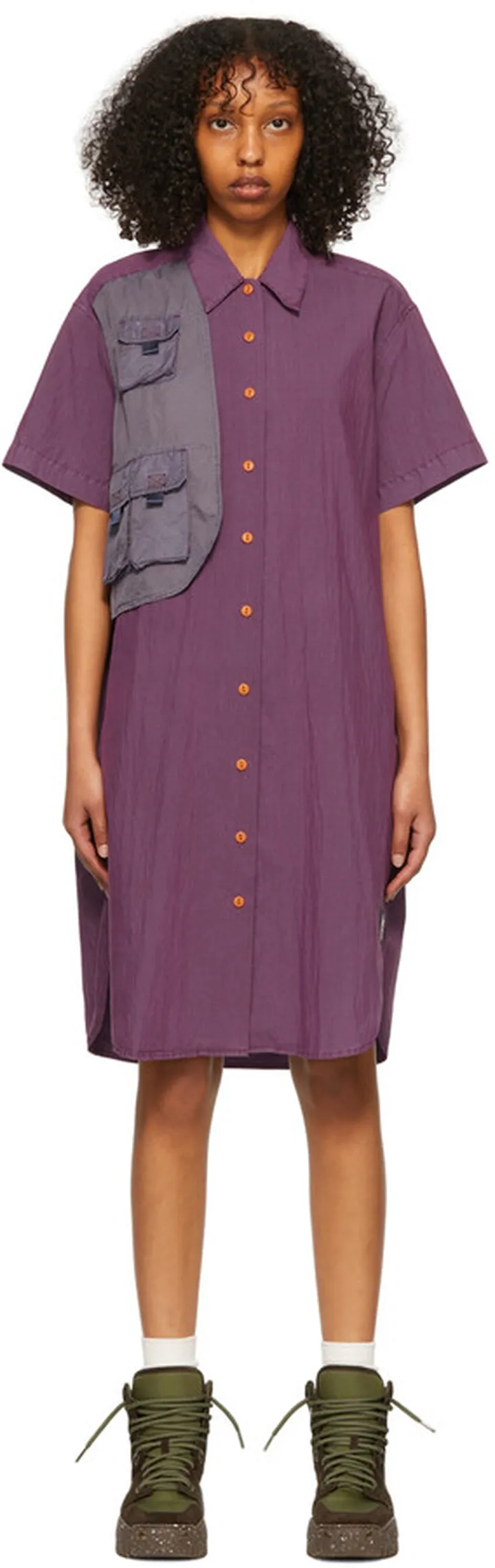 Brain Dead Purple Cotton Midi Dress