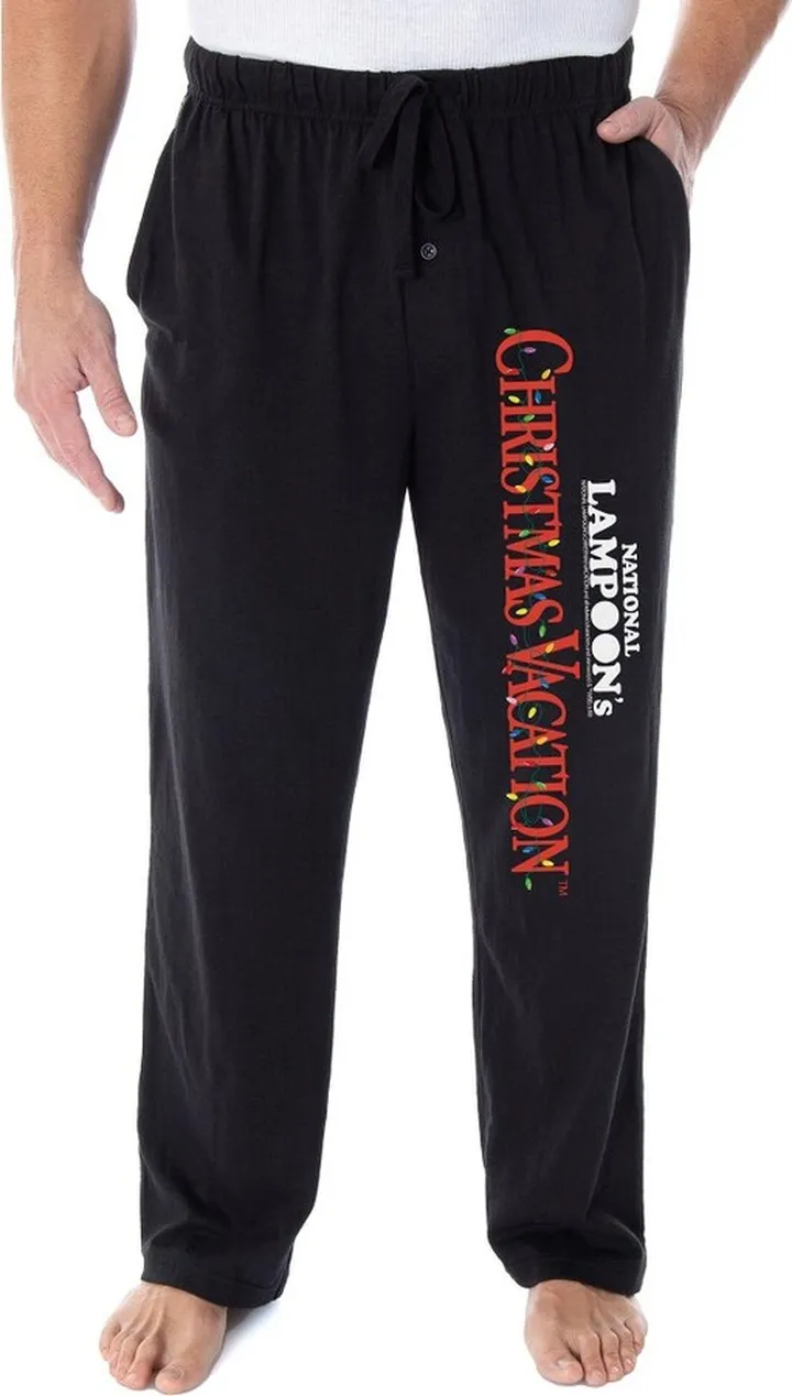 National Lampoon's Christmas Vacation Men's Movie Logo Pajama Pants (Large) Black