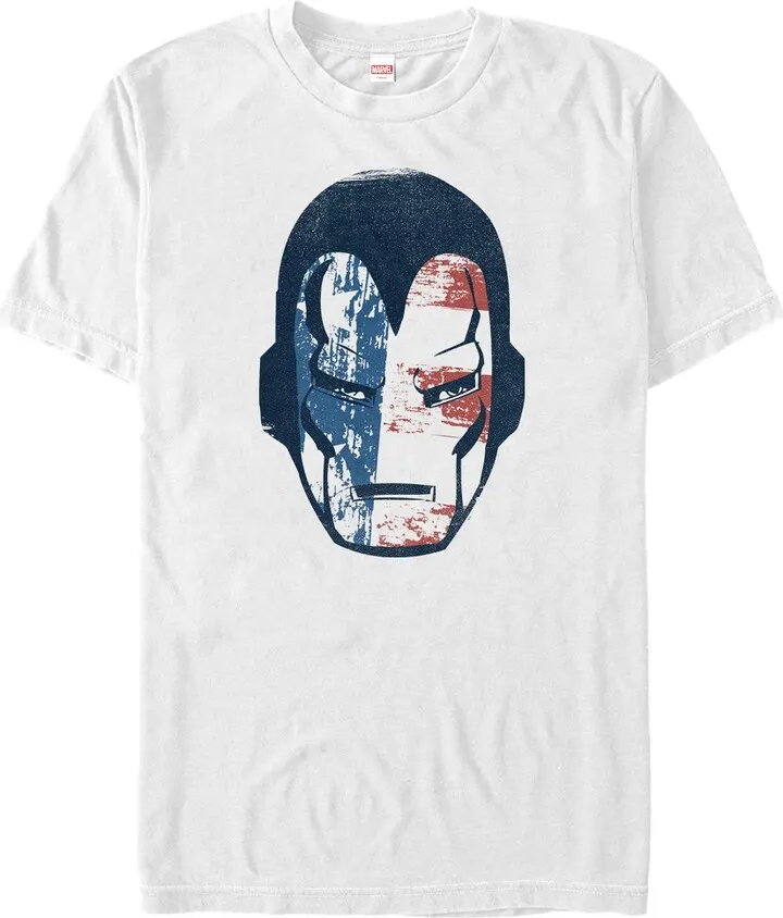 Men's Marvel Fourth of July Iron Man American Flag Mask T-Shirt - White - X Large