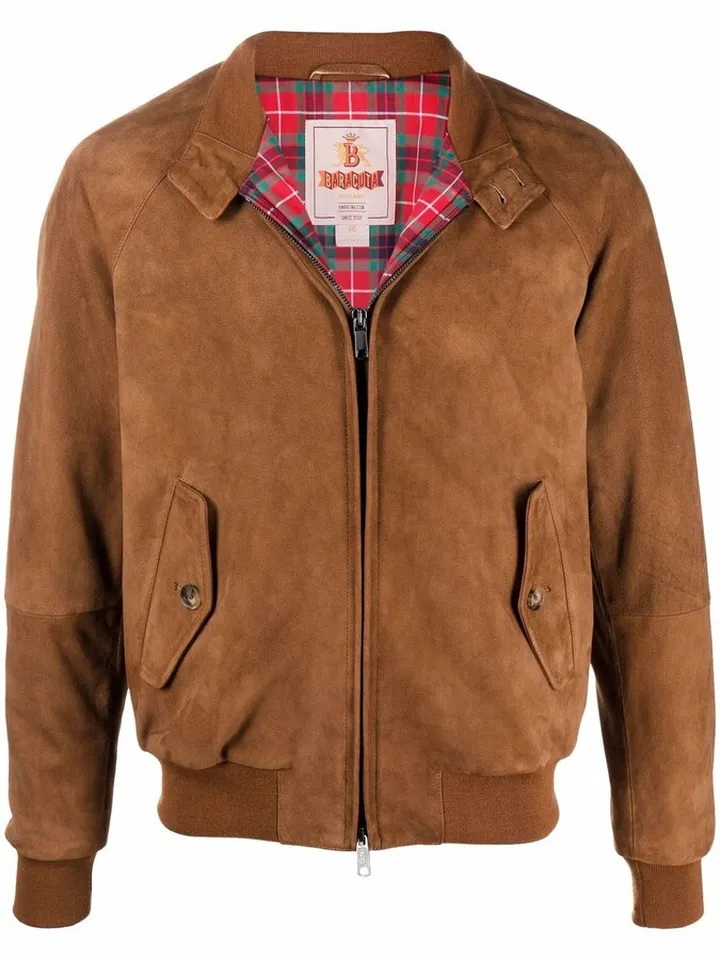 Zip-Up Suede Bomber Jacket