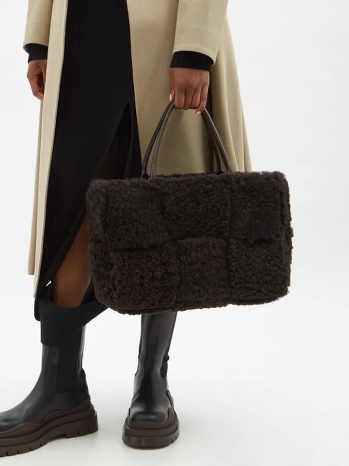 Arco Medium Intrecciato-shearling Tote