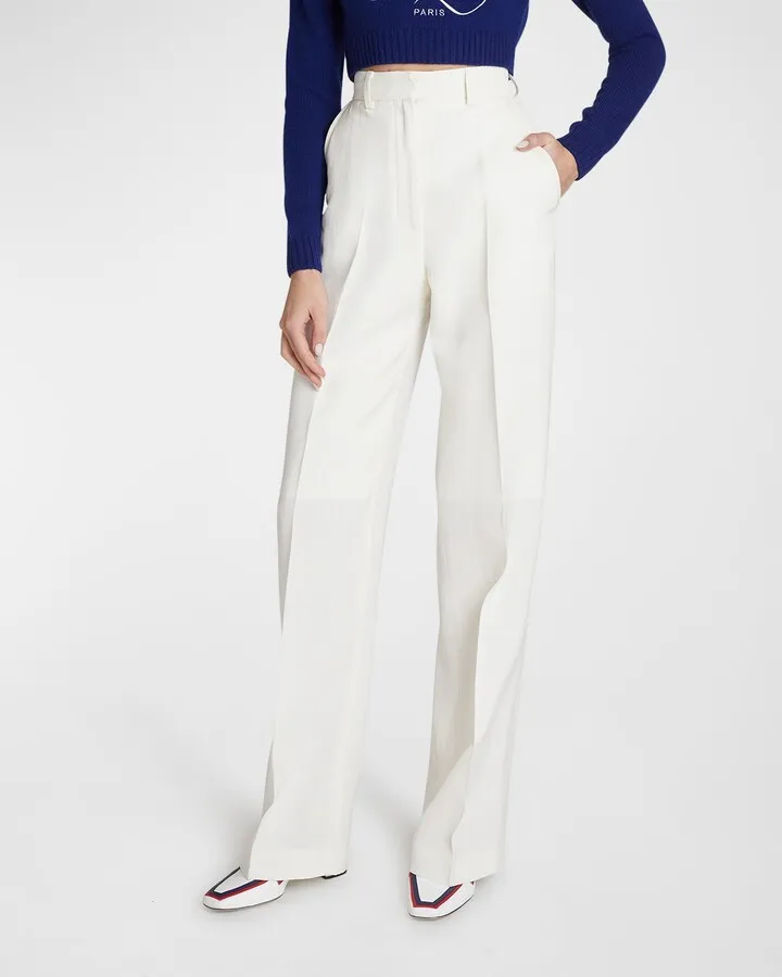 High-Rise Wide-Leg Crepe Trousers