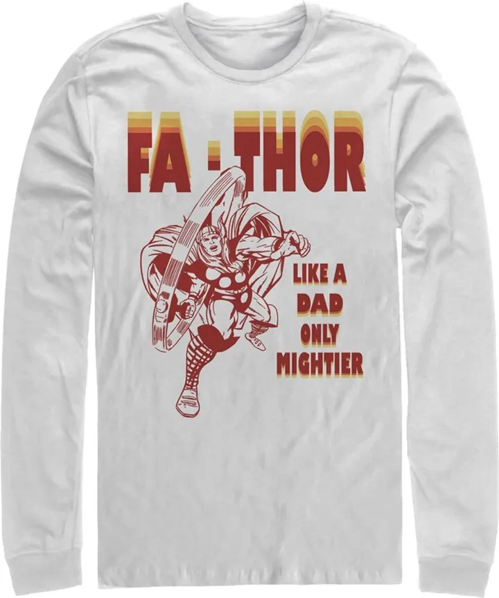 Men's Marvel Fa-Thor Like a Dad Only Mightier Comic Thor Long Sleeve Shirt - White - 2X Large