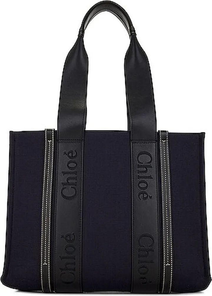 Chloe Woody Tote Bag in Navy
