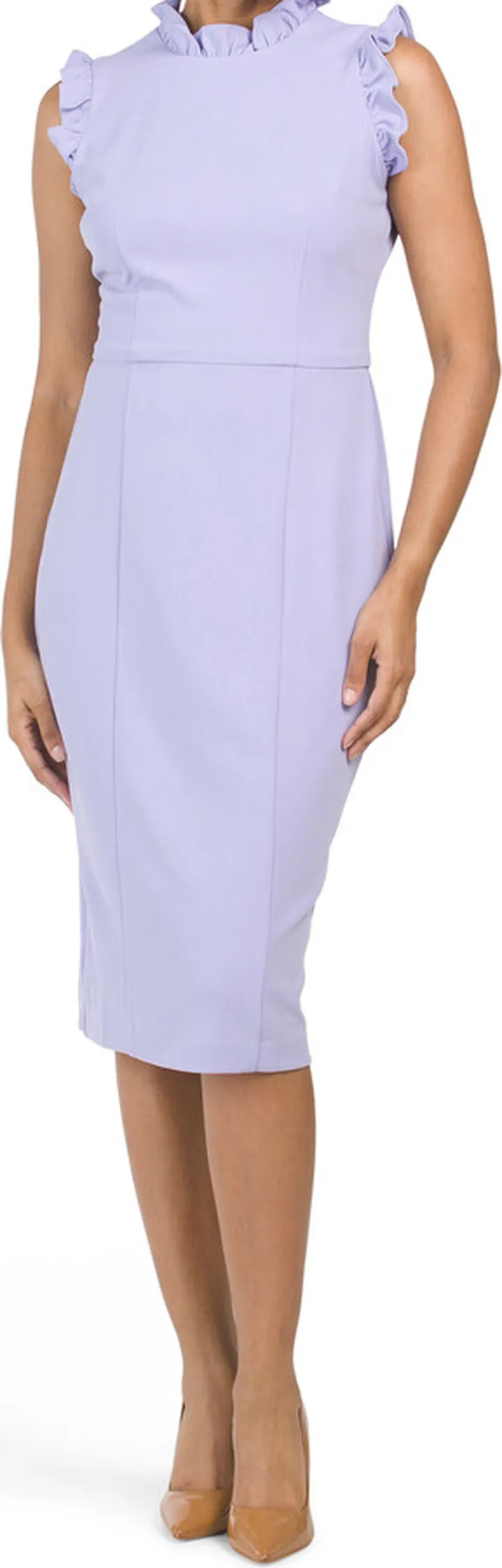 Ruffle Shoulder Midi Dress