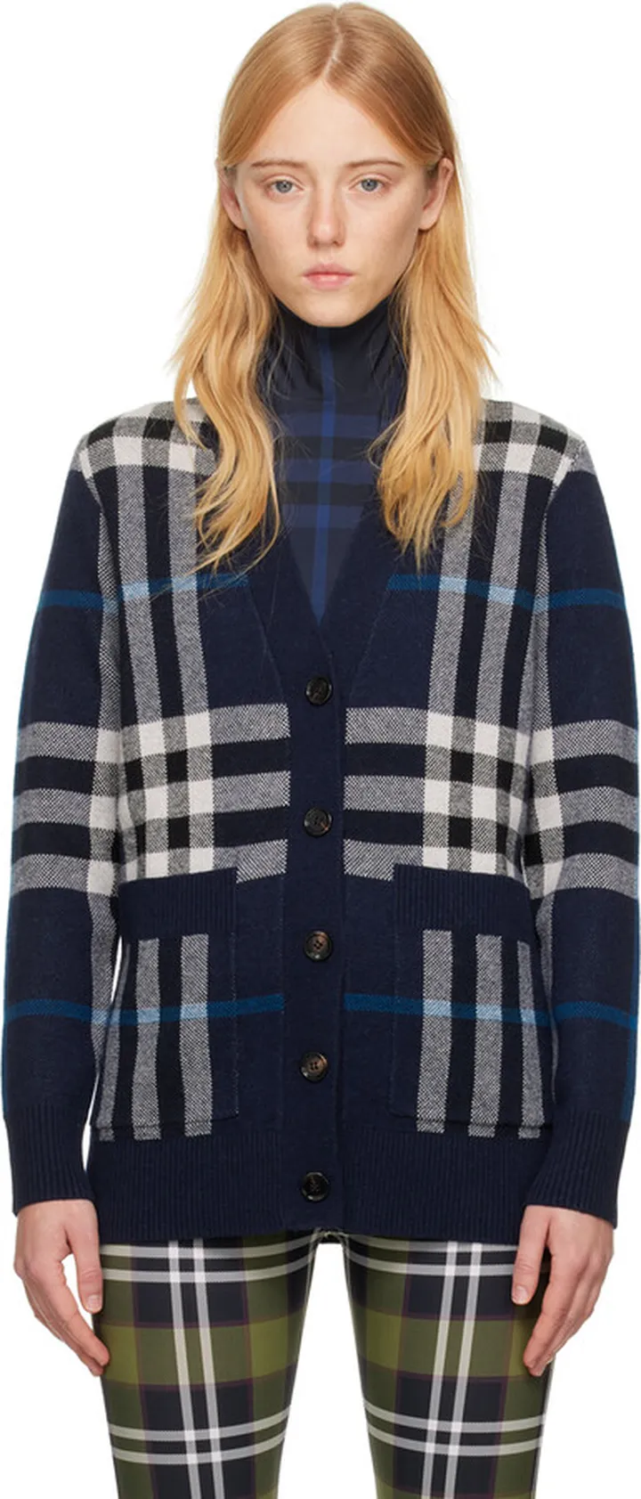 Burberry Navy Jacquard Cardigan