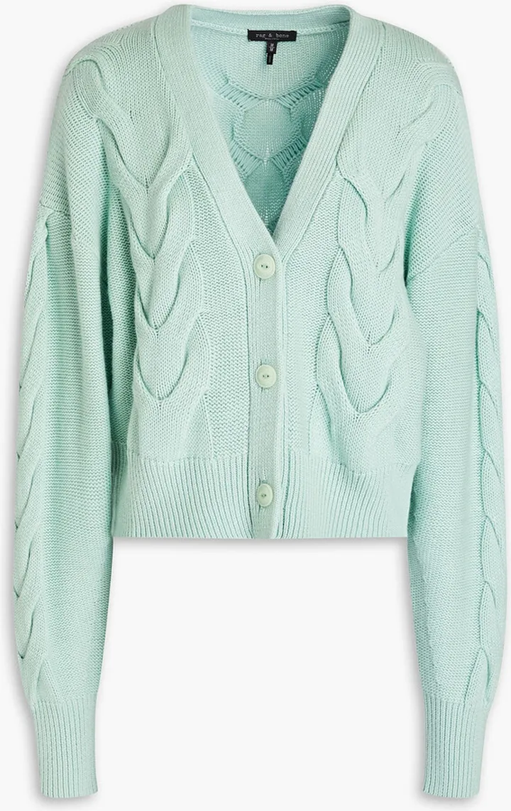 Taylor cable-knit cotton and cashmere-blend cardigan