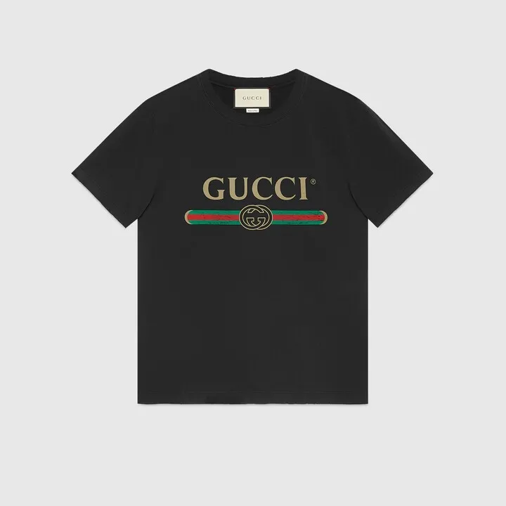 Oversize washed T-shirt with Gucci logo